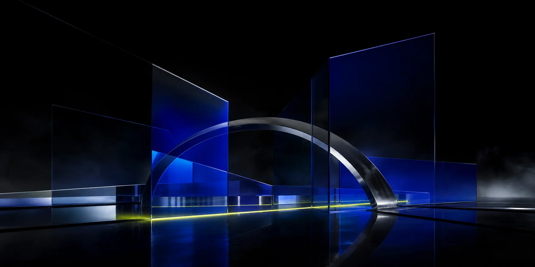 Abstract cobalt glass architecture